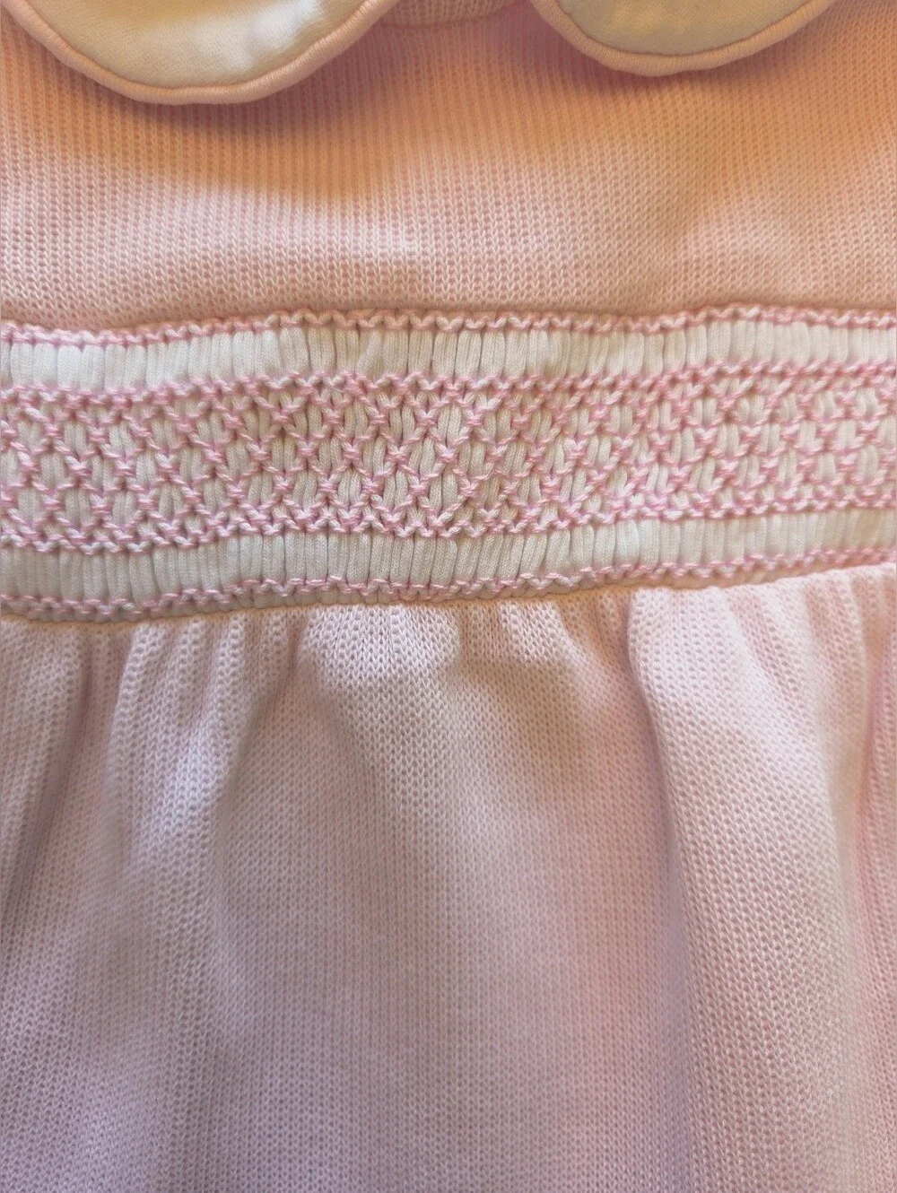 Kissy Kissy Premier Hand Smocked Pink Footie With Collar